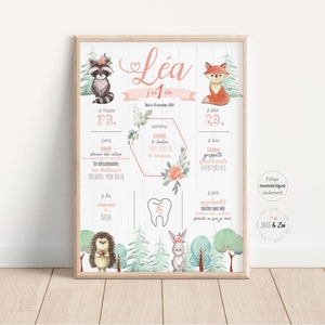 Poster 1 year ***DIGITAL FILE *** First Birthday, Personalized, Woodland, Animals, Forest, Baby Party 1 Year