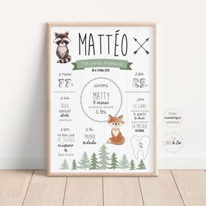 Poster 1 year ***DIGITAL FILE *** First Birthday, Personalized, Woodland, Animals, Forest, Baby Party 1 Year