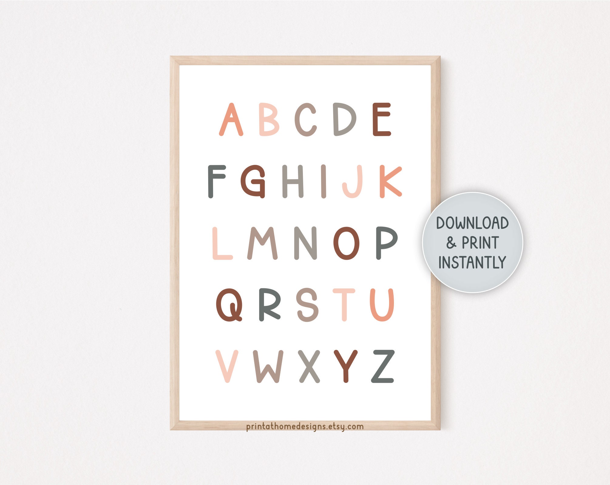 Earth Alphabet Poster, ABC Kids Alphabet Wall Art Print, Earth Boho ...