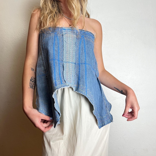 Patchwork Denim Corset main image 1