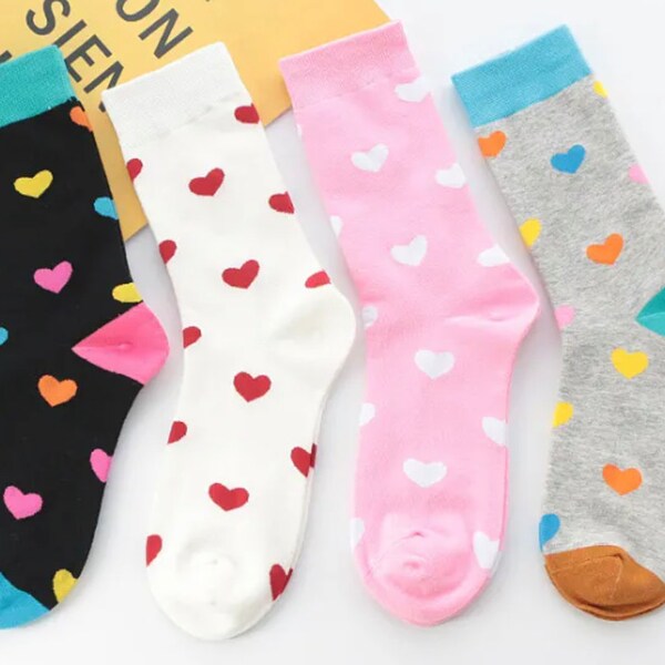 4 pairs of cute heart long socks, valentine's day, valentine's gift, prefect gift idea, comfy socks, cozy socks by Woaiwazi Gift Shop