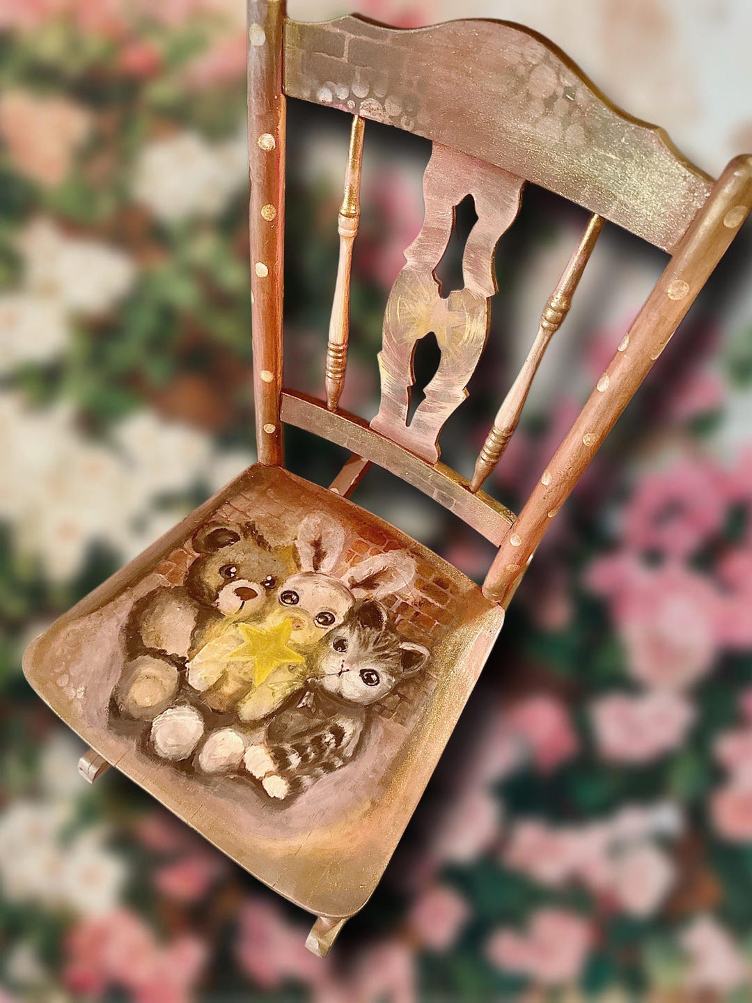 Hand-painted Children's Rocking Chair – Rose Gold Nursery Heirloom - Etsy