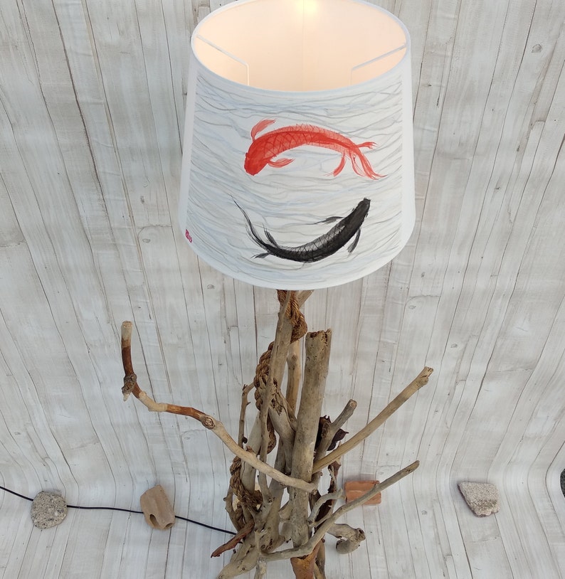 Forest art Tree of Life Driftwood Floor lamp Koi fish Art Rustic home wood decor Koi Fish Floor Lamp Driftwood art Mountain wood art