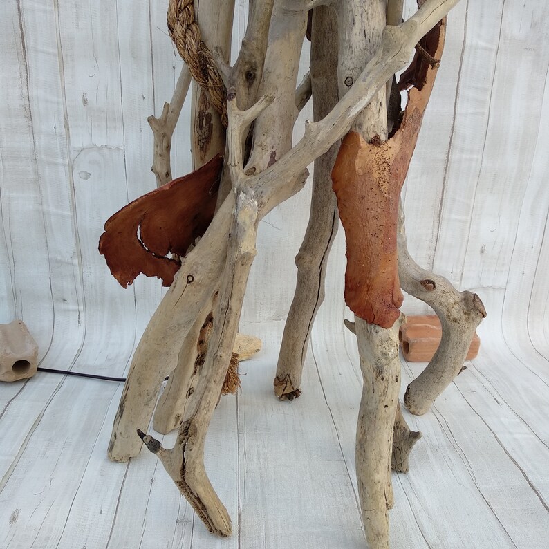 Forest art Tree of Life Driftwood Floor lamp Koi fish Art Rustic home wood decor Koi Fish Floor Lamp Driftwood art Mountain wood art