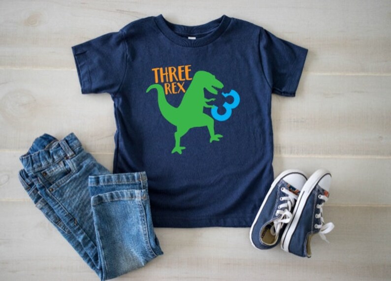 Three Rex T Rex Shirt Boys Birthday Shirt Dinosaur Kids Etsy