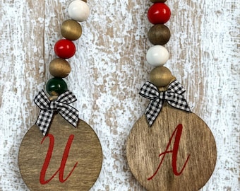 Stocking Tags, Stocking Ornaments, Christmas Decor, Initial Tags, Initial Ornaments, Rustic Christmas Decor