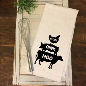 Farming Kitchen Towel, Flour Sack Tea Towels, Cow Dish Towel, Housewarming Gift, Mother&#39;s Day Gift, New Home