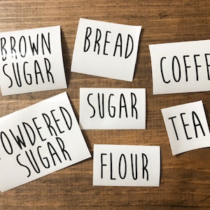Kitchen Canister Labels, Flour Canister Decals, Dry Goods Decals, Sugar Container Decals, Kitchen Labels, Food Container Decals, Food Labels