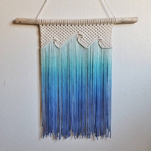 Triple ocean wave macrame wall hanging