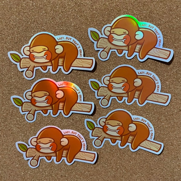 Lazy Monkey Jumbo Sticker | 3 inches| Laminated