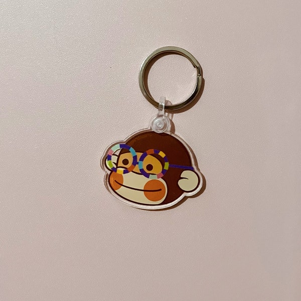 Monkey Keychain | Nerdy Monkey in Funky Glasses | Acrylic Keychain 2 inches