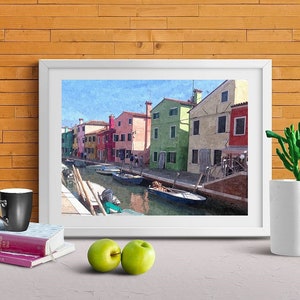 Venice Italy Canal on Burano island [3] - downloadable art print, digital art, oil painting, printable wall art