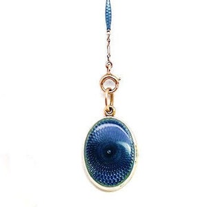 Vintage blue enamel and yellow gold locket necklace