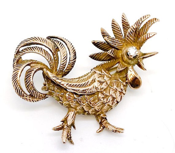 Lady’s yellow gold rooster brooch - image 1