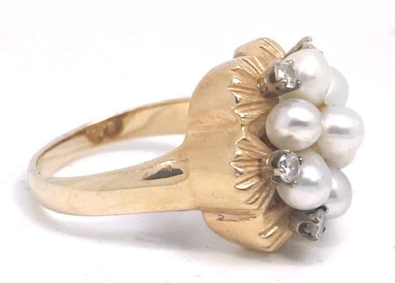 Lady’s vintage cultured pearl, diamond and yellow… - image 2