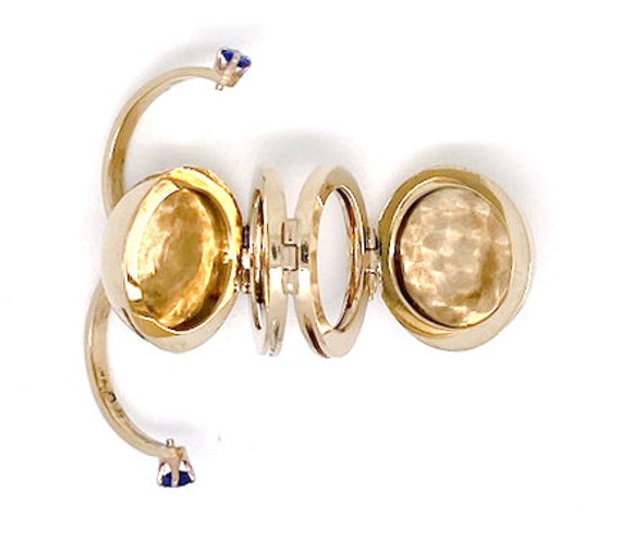 Vintage sapphire and yellow gold, photograph lock… - image 3