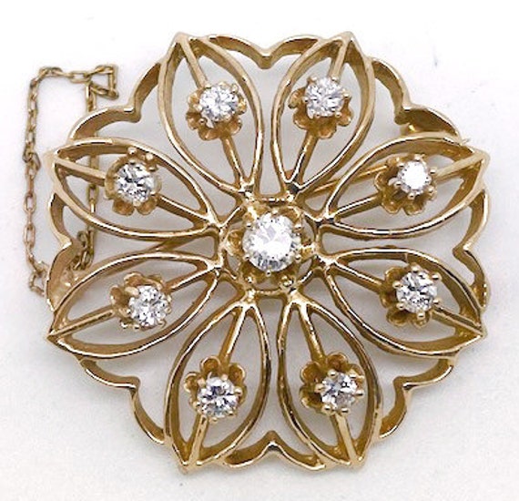 Vintage diamond and yellow gold brooch - image 1