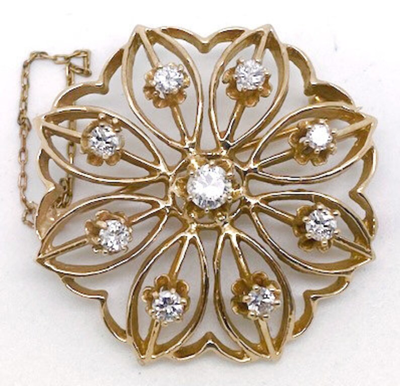 Vintage diamond and yellow gold brooch image 1