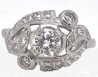 Platinum and diamond, vintage retro engagement ring