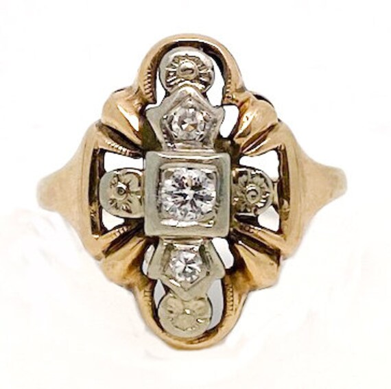 Lady’s vintage two-tone and diamond ring