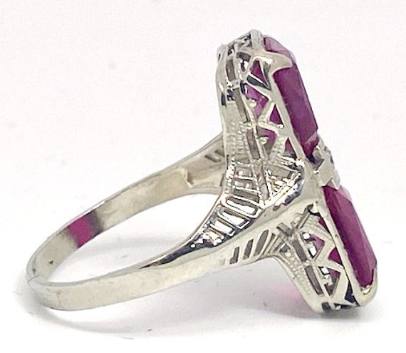 Lady’s vintage synthetic ruby, diamond and white … - image 2