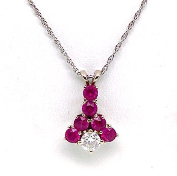 Lady’s vintage synthetic ruby, diamond and white … - image 1