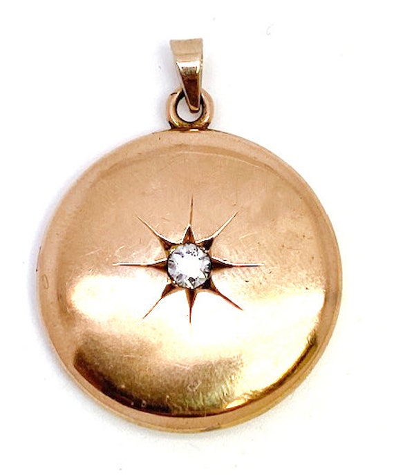 Vintage yellow gold and diamond locket - image 1