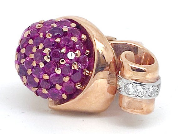 Lady’s vintage Retro design, ruby, diamond, rose … - image 1