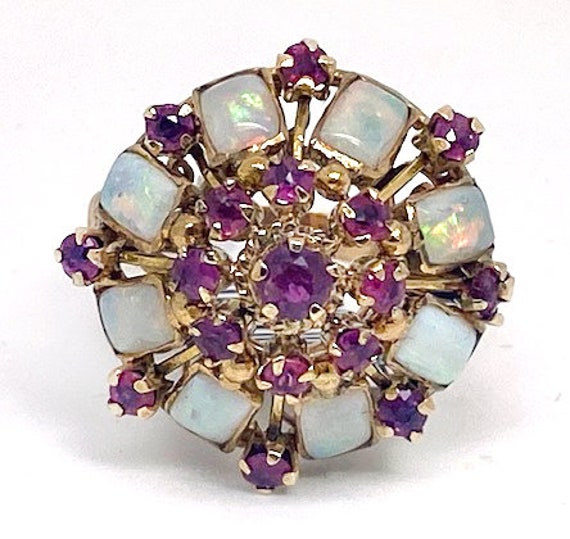 Lady’s vintage ruby, opal and yellow gold ring - image 1