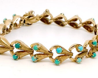 Lady’s Art Deco design, turquoise and yellow gold, bracelet