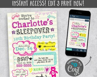 sleepover invitation etsy sleepover invitations printable