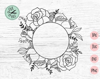 Download Free Circle Flower Frame Etsy SVG Cut Files