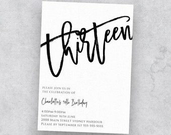 13th birthday invite etsy