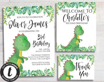 dinosaur invitation etsy