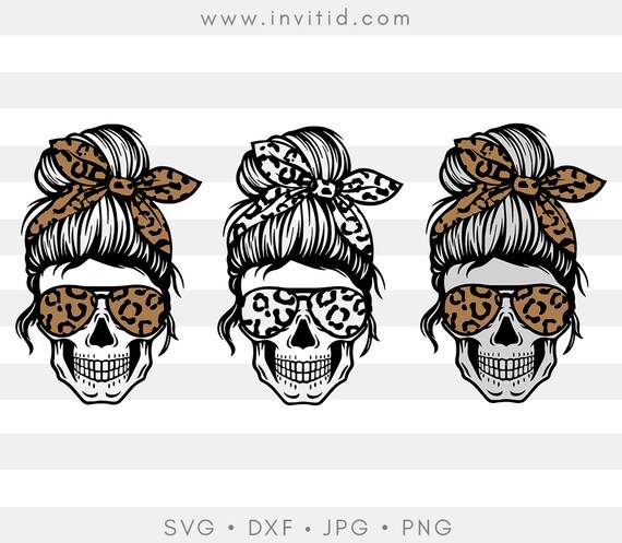 Download Mom life Skull svg, Messy bun skull svg, Mom life SVG ...