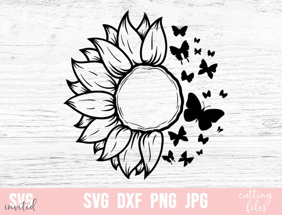 Download Sunflower Svg, Butterfly Svg, Sunflower Clipart, Sunflower ...