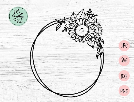 Sunflower Wreath Svg, Sunflower Clipart, Sunflower Svg ...