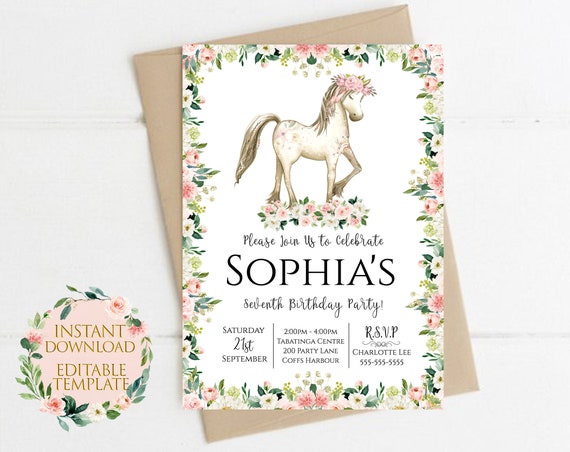 horse birthday party invitation instant download horse download party invitations