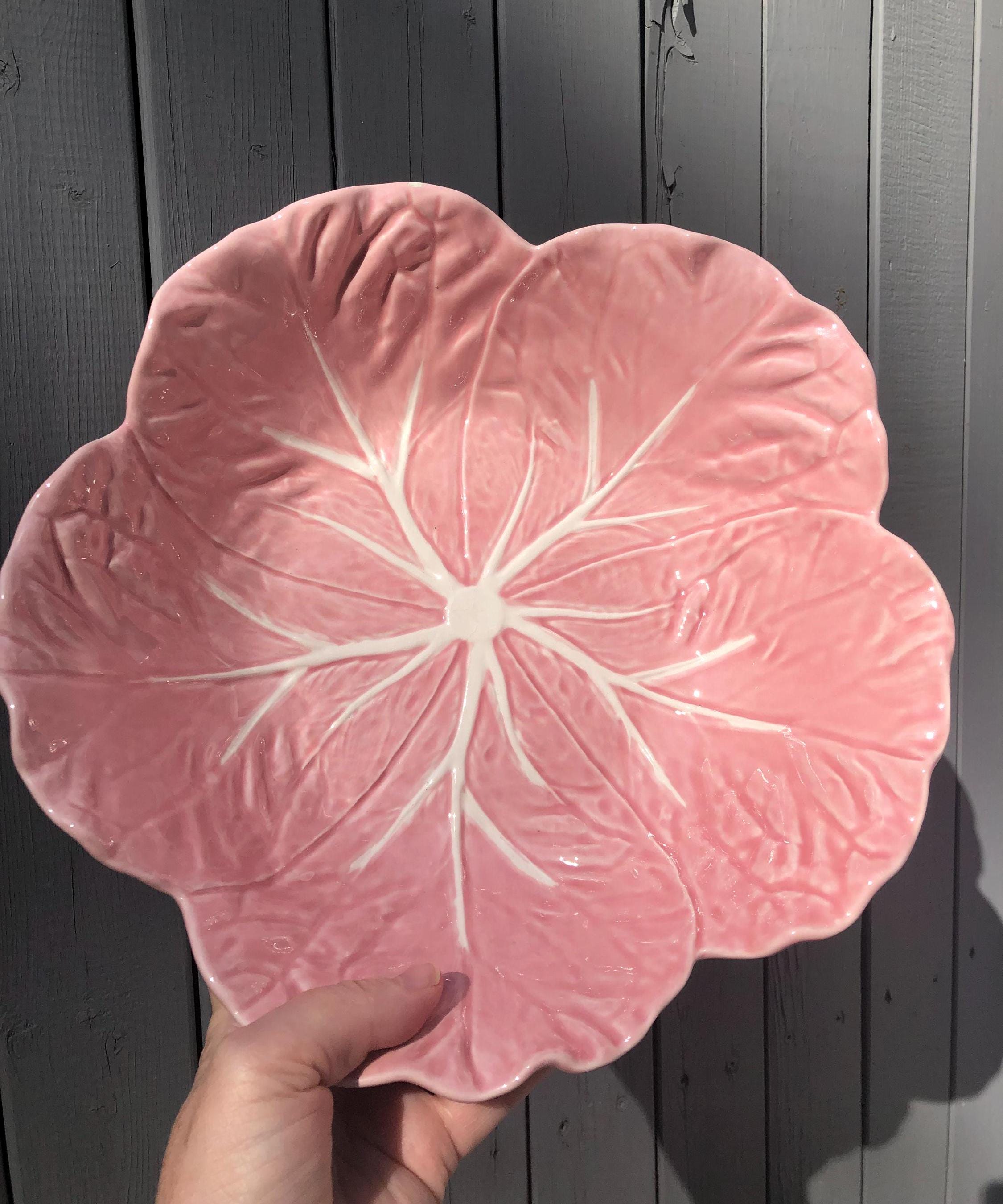 XL Bordallo Pinheiro Pink Cabbage Leaf Serving Bowl