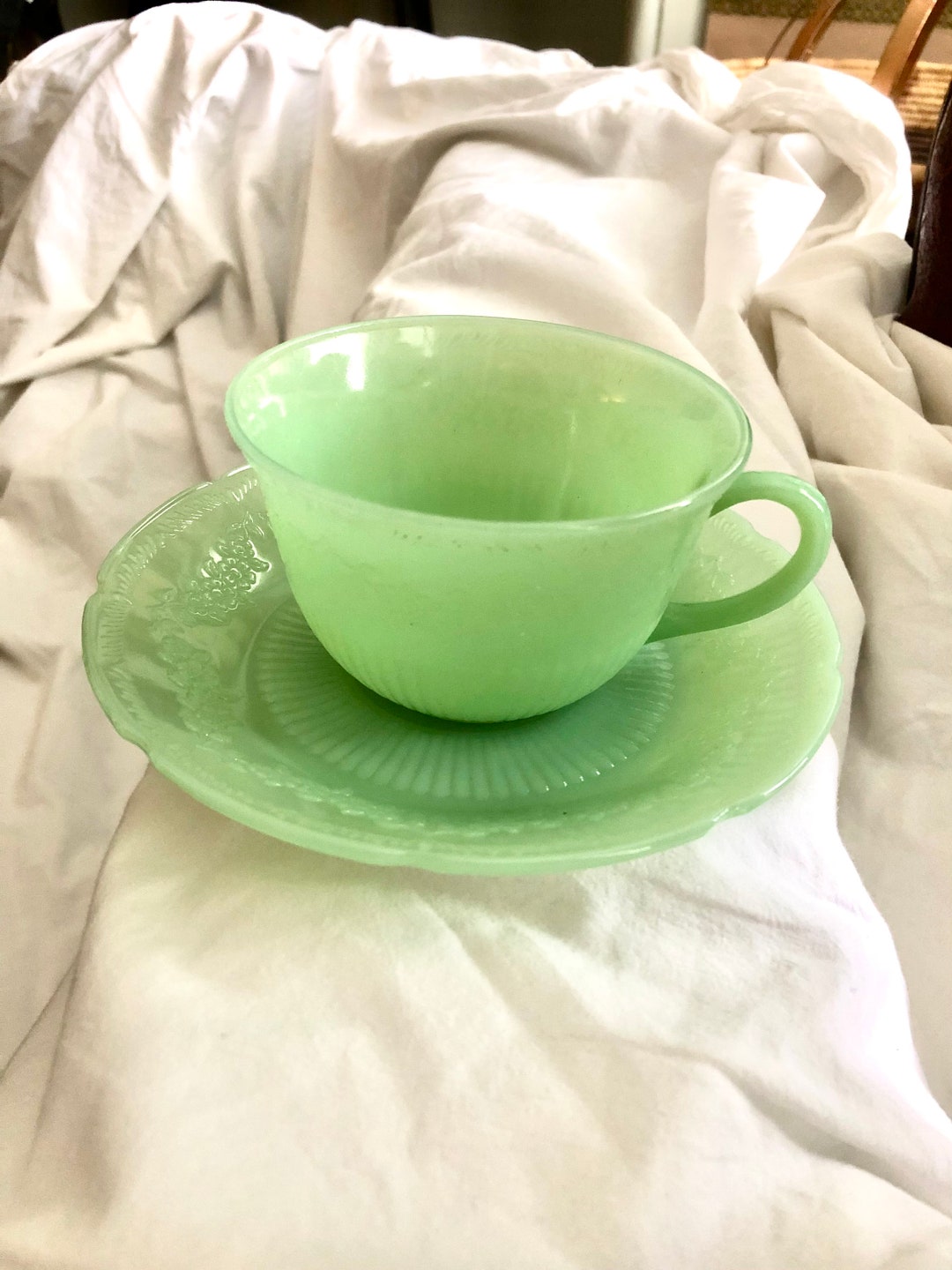 Jadeite Fire King Alice Teacup and Saucer Etsy