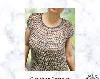 Olivia Summer Tee Crochet Pattern | womens crochet pattern | Ladies top pattern | shirt pattern| Summer crochet pattern | blouse pattern