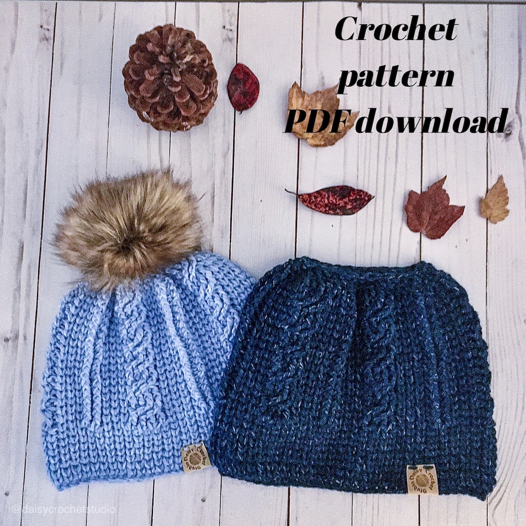 Crochet Pattern: Daisy Cable Beanie | Winter Crochet Hat Pattern ...