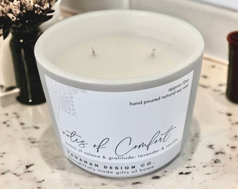 Notes of Comfort - hand poured scented soy wax candle with lid