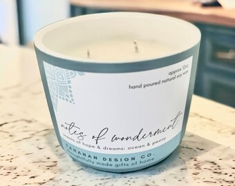Notes of Wonderment - hand poured scented soy wax candle with lid