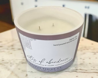 Notes of Abundance - hand poured CASHMERE & GARDENIA scented soy wax candle with lid