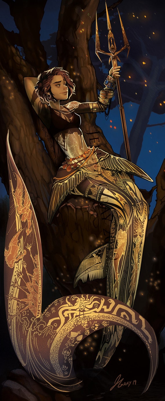 Inked Mermaid IV SMALL - Etsy, image size:570x1385