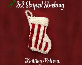 Mini 2x2 Striped Stocking Knitting Pattern