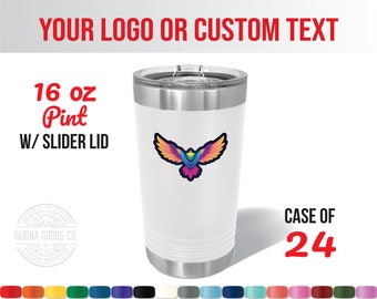 Vaso impreso a todo color de 16 oz de pinta: CAJA de 24