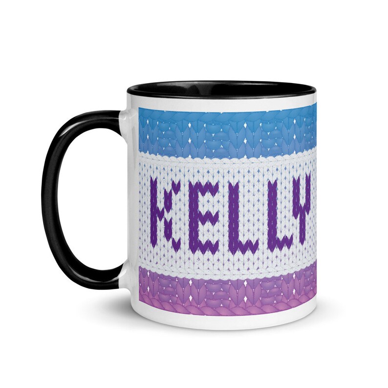 Personalized Knitting Mug With Color Inside Yarn Lover Gift Etsy