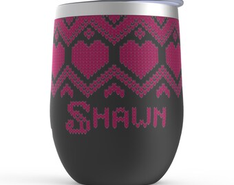 Vaso de punto personalizado, vaso de vino sin tallo, vaso de jugo de punto, linda taza de punto, regalo de punto, puntada y perra, knitter mamá